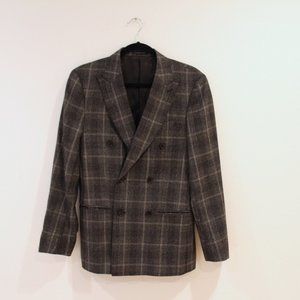 Reiss Bondi Check double-breasted blazer grey 46S
